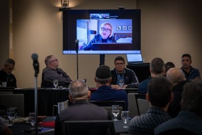 woman on a TV screen