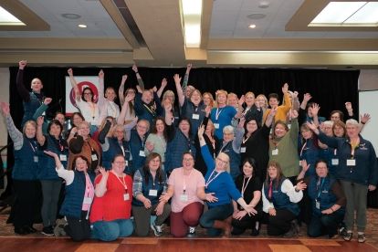 A large goup of women