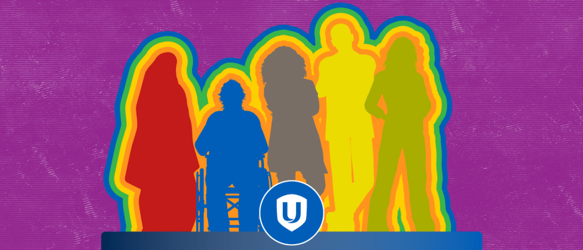 Silhouette of five people.