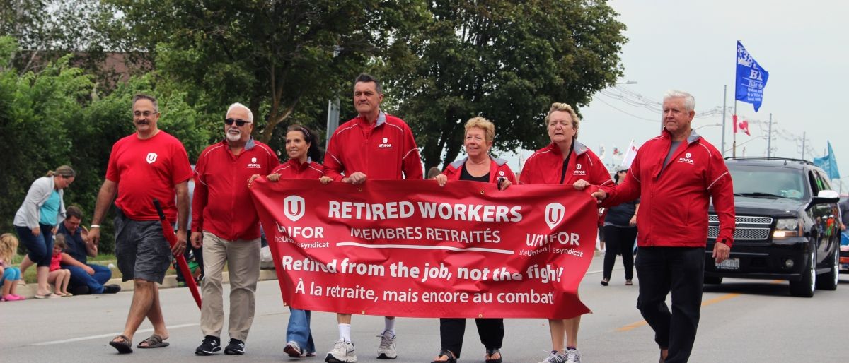 Unifor retirees in the Port Elgin Labour Day parade.