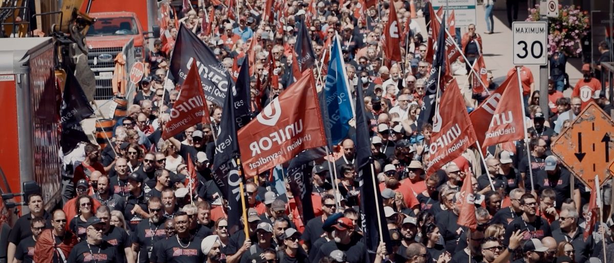 Unifor solidarity action at the Constitutional Convention