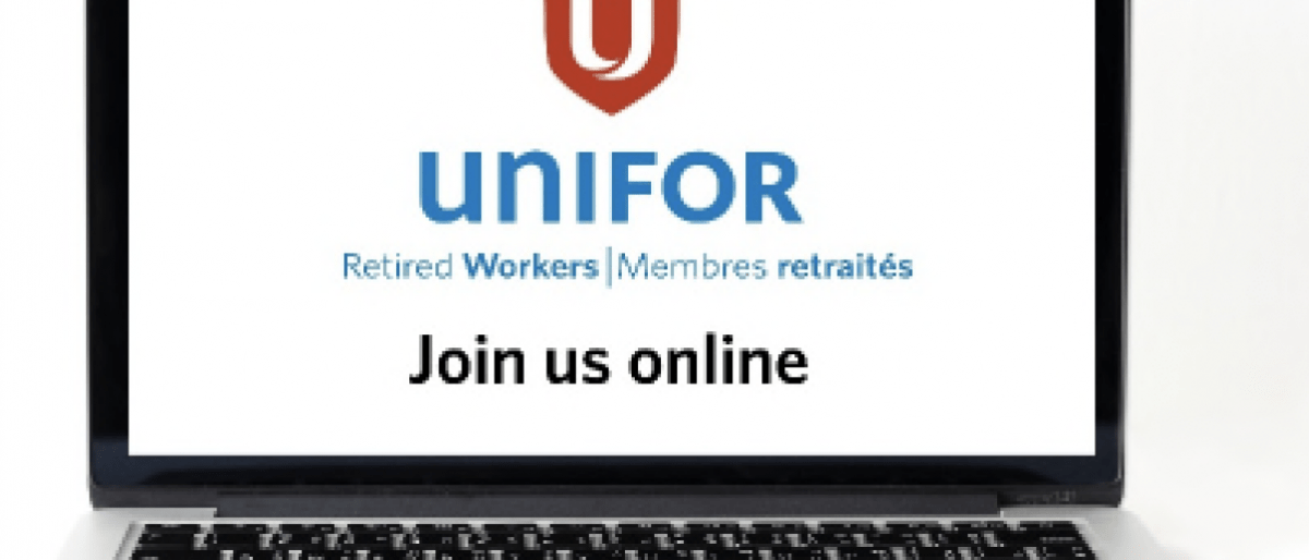 Unifor Retired Workers logo text reads Join us online