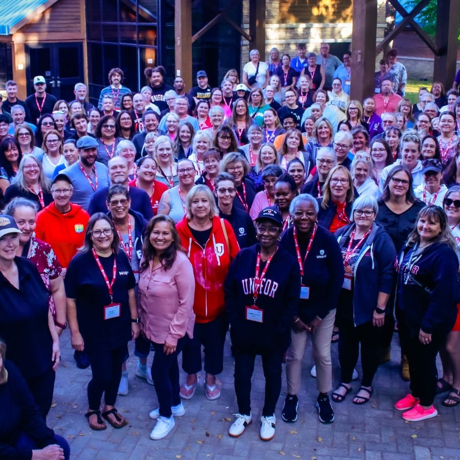 A large group outside photo